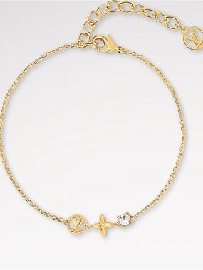 💋Louis Vuitton Gold Chain Bracelet with LV Motif and Crystal